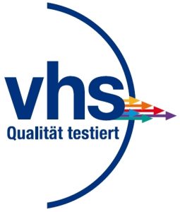 Logo der Volkshochschule mit den Buchstaben vhs